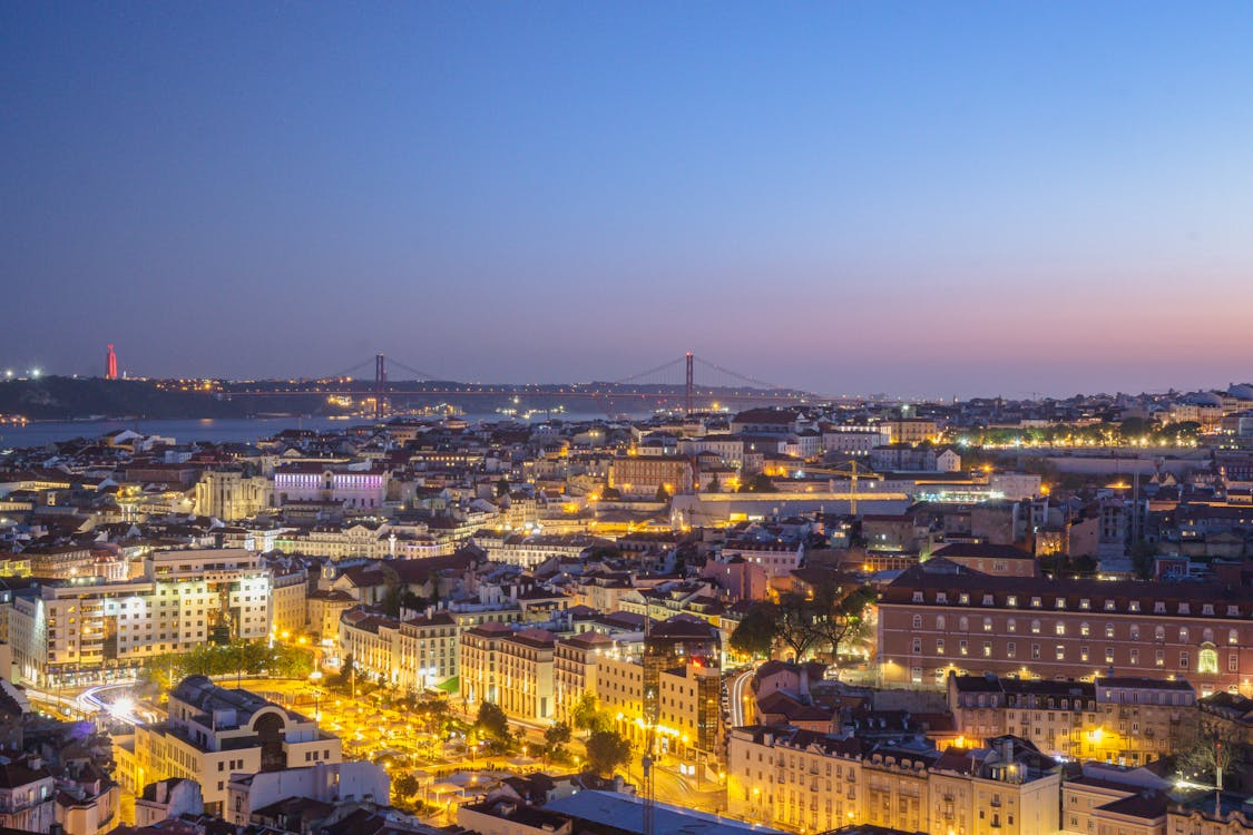 Lisbon skyline at night